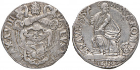 Roma. Paolo V (1605-1621). Testone 1614 anno VIII (armetta Roberto Primi) AG gr. 9,36. Muntoni 69i. Berman 1557. MIR 1544/15. Buon BB