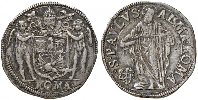 Roma. Paolo V (1605-1621). Testone (armetta Roberto Primi) AG gr. 9,53. Muntoni ...
