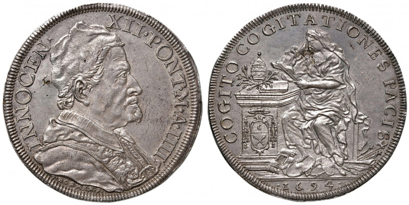 Roma. Innocenzo XII (1691-1700). Piastra 1694 anno IV AG gr. 32,05. Muntoni 15. ...