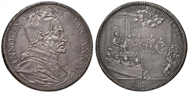 Roma. Innocenzo XII (1691-1700). Piastra anno VI AG gr. 32,07. Muntoni 22a. Berm...