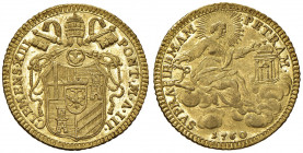 Roma. Clemente XIII (1758-1769). Zecchino 1760 anno III AV gr. 3,42. Muntoni 4. Berman 2891. Fondi speculari, FDC/q.FDC