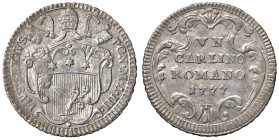 Roma. Pio VI (1775-1799). Carlino romano 1777 anno III MI gr. 2,57. Muntoni 86. Berman 2981. q.SPL