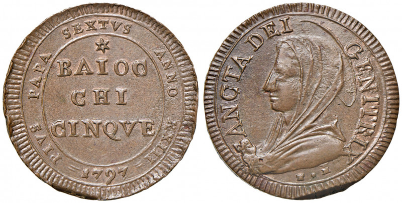 Roma. Pio VI (1775-1799). Madonnina da 5 baiocchi 1797 anno XXIII CU gr. 17,79. ...