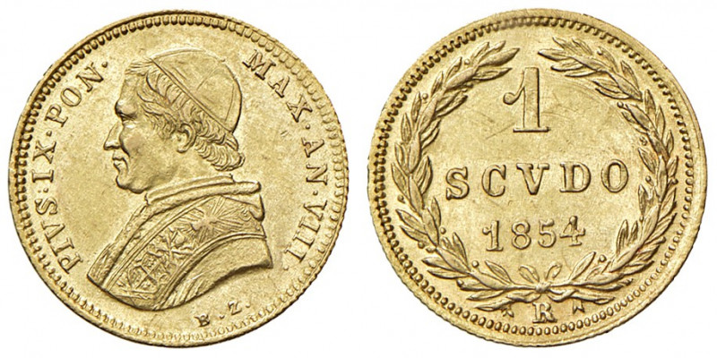Roma. Pio IX (1846-1878). Scudo 1854 anno VIII AV. Pagani 378. q.SPL