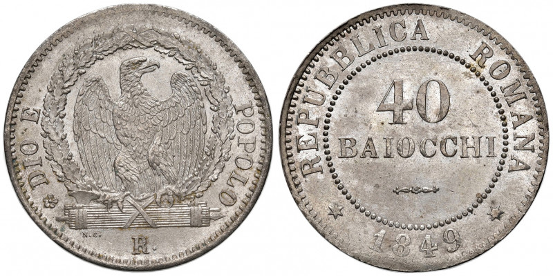 Roma. Seconda Repubblica Romana (9 febbraio – 4 luglio 1849). Da 40 baiocchi 184...