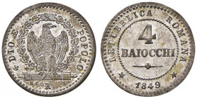 Roma. Seconda Repubblica Romana (9 febbraio – 4 luglio 1849). Da 4 baiocchi 1849 MI. Pagani 342. Conservazione eccezionale, FDC
