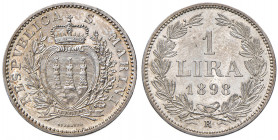 San Marino. Repubblica. I periodo: 1864-1938. Lira 1898 AG. Pagani 367. Rara. FDC