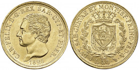 Savoia. Carlo Felice (1821-1831). Da 80 lire 1826 (Torino) AV. Pagani 28. MIR 1032f. Segnetti da contatto al dr., migliore di SPL