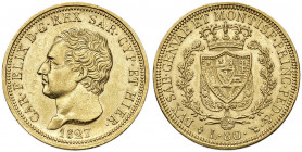 Savoia. Carlo Felice (1821-1831). Da 80 lire 1827 (Torino) AV. Pagani 30. MIR 1032h. SPL