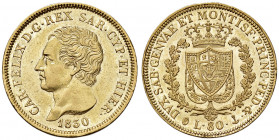 Savoia. Carlo Felice (1821-1831). Da 80 lire 1830 (Genova) AV. Pagani 35. MIR 1032m. Diffusi segni da contatto al dr., altrimenti migliore di SPL/q.FD...