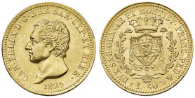 Savoia. Carlo Felice (1821-1831). Da 40 lire 1825 (Torino) AV. Pagani 42. MIR 1033c. Rara. q.SPL/SPL