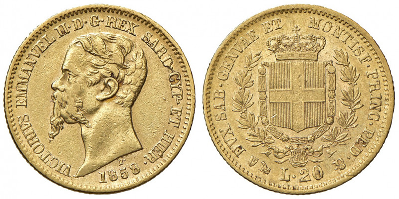 Savoia. Vittorio Emanuele II re di Sardegna (1849-1861). Da 20 lire 1858 (Genova...