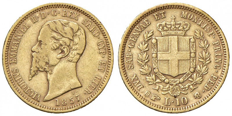 Savoia. Vittorio Emanuele II re di Sardegna (1849-1861). Da 10 lire 1857 (Torino...