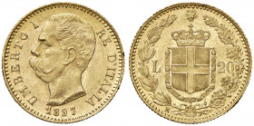 Savoia. Umberto I re d’Italia (1878-1900). Da 20 lire 1897 AV. Pagani 588. MIR 1098s. Rara. q.FDC