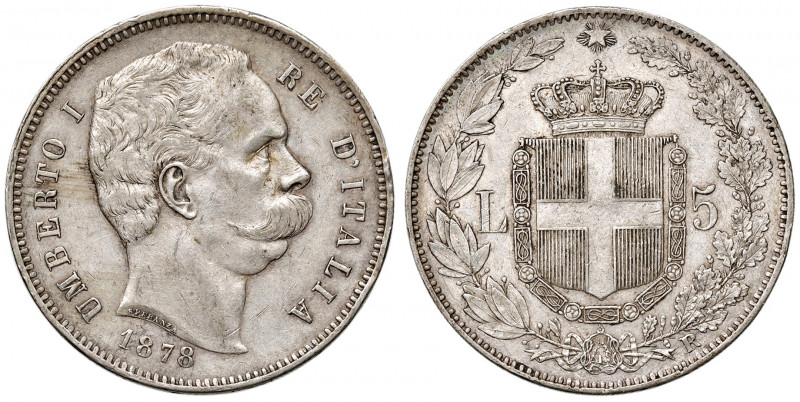 Savoia. Umberto I re d’Italia (1878-1900). Da 5 lire 1878 AG. Pagani 589. MIR 10...