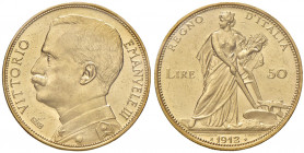 Savoia. Vittorio Emanuele III re d’Italia (1900-1946). Da 50 lire 1912 AV. Pagani 653. MIR 1121b. Periziata Raffaele Negrini q.FDC. Rara. Segni da con...