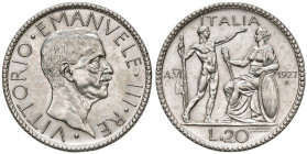 Savoia. Vittorio Emanuele III re d’Italia (1900-1946). Da 20 lire 1927/VI AG. Pagani 672. MIR 1128b. Migliore di SPL