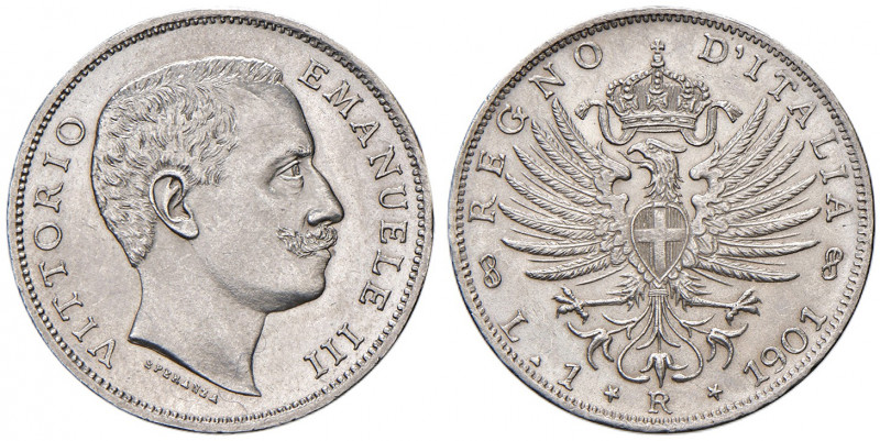 Savoia. Vittorio Emanuele III re d’Italia (1900-1946). Lira 1901 AG. Pagani 763....