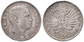 Savoia. Vittorio Emanuele III re d’Italia (1900-1946). Lira 1905 AG. Pagani 765. MIR 1145c. Molto rara. Splendida patina di medagliere su fondi lucent...