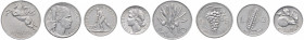 Repubblica Italiana (dal 1946). Serie 1946 composta da 4 valori: da 10, 5, 2 e 1 lire AL. Pagani 2301, 2351, 2401 e 2451. Rara. Colpo sul bordo del ro...