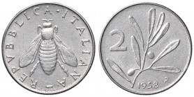 Repubblica Italiana (dal 1946). Da 2 lire 1958 IT. Pagani 2411. Molto rara. SPL