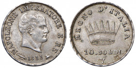 Venezia. Napoleone I re d’Italia (1805-1814). Da 10 soldi 1811 AG. Pagani 25. Rarissima. Migliore di SPL