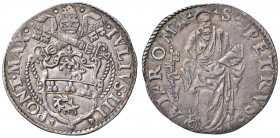 Giulio III (1550-1555). Roma. Giulio (armetta Girolamo Ceuli) AG gr. 3,15. Muntoni 21. Berman 994. MIR 985/3. Migliore di BB