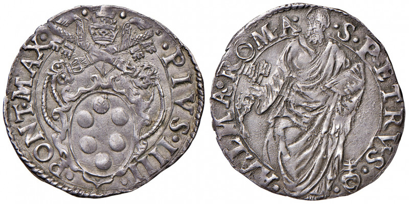 Pio IV (1559-1565). Roma. Giulio (armetta Girolamo Ceuli) AG gr. 3,15. Muntoni 3...