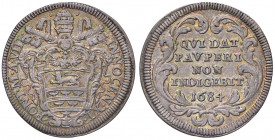 Innocenzo XI (1676-1689). Roma. Giulio AG gr. 3,02. Muntoni 159. Berman 2115. MIR 2036/2. Bella patina iridescente, q.SPL