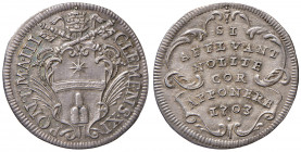 Clemente XI (1700-1721). Roma. Giulio 1703 anno III AG gr. 3,04. Muntoni 109a. Berman 2421. MIR 2294/3. Leggera patina iridescente, SPL