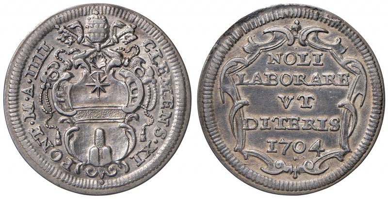 Clemente XI (1700-1721). Roma. Giulio 1704 anno IV AG gr. 3,02. Muntoni 91. Berm...