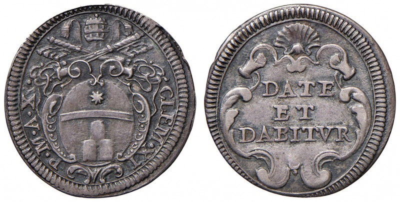 Clemente XI (1700-1721). Roma. Grosso anno X AG gr. 1,45. Muntoni 120. Berman 24...