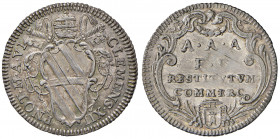 Clemente XII (1730-1740). Roma. Giulio anno VI AG gr. 2,80. Muntoni – (cfr. 97). Berman 2646 var. Interessante variante con PNOT anziché PONT al dritt...