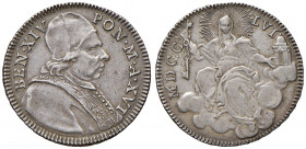 Benedetto XIV (1740-1758). Roma. Quinto di scudo 1756 anno XVI AG gr. 5,23. Muntoni 51e. Berman 2743. Buon BB