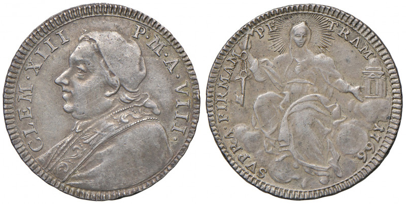 Clemente XIII (1758-1769). Roma. Quinto di scudo 1766 anno VIII AG gr. 5,25. Mun...