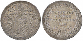 Clemente XIII (1758-1769). Roma. Giulio 1764 anno VII AG gr. 2,67. Muntoni 20. Berman 2902. Buon BB