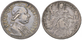 Pio VI (1775-1799). Roma. Quinto di scudo 1776 anno II AG gr. 5,21. Muntoni 37. Berman 2965. BB