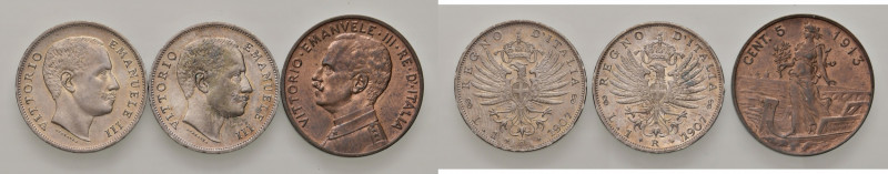 Savoia. Lotto di tre monete. Vittorio Emanuele III re d’Italia (1900-1946). Lira...