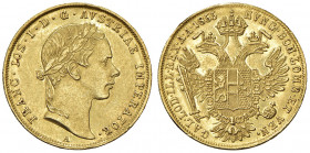 Austria. Francesco Giuseppe d’Asburgo-Lorena imperatore d’Austria (1848-1916). Ducato 1855 (Vienna) AV gr. 3,49. Friedberg 490. Colpetto sul taglio, a...