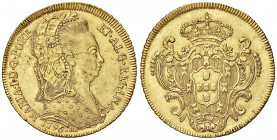 Brasile. Maria I del Portogallo (1786-1805). Peça o da 6400 reis 1796 (Rio de Janeiro) AV gr. 14,27. Friedberg 85. Buon BB