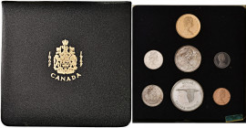 Canada. Emissioni commemorative del centenario di confederazione. Serie completa di 7 valori del 1967 comprendente il 20 dollari d’oro (AV gr. 18,26)....