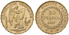 Francia. Terza Repubblica (1871-1940). Da 20 franchi 1897 (Parigi) AV gr. 6,45. Friedberg 592. SPL