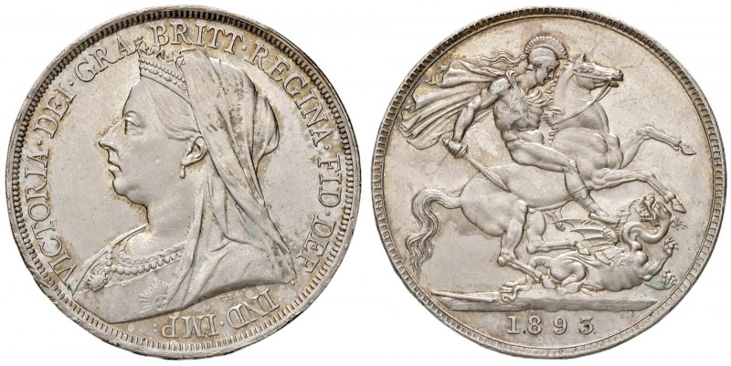 Regno Unito. Vittoria (1837-1901). Corona 1893 (Londra) AG. Seaby 3921. Lievi se...