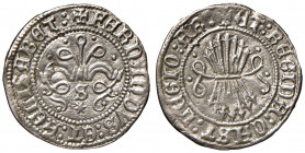 Spagna. Ferdinando il Cattolico e Isabella di Castiglia (1479-1504). Mezzo real (Siviglia) AG gr. 1,32. Calicò – (var. senza il titolo REX al rov.). R...