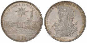 Svizzera. Confederazione (1848-). Da 5 franchi 1881 AG. Tiri federali Friburgo. FDC
