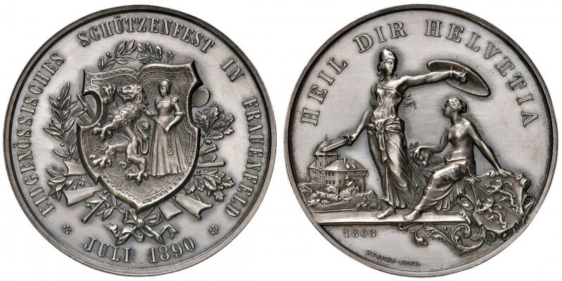 Svizzera. Confederazione (1848-). Medaglia 1890 AG gr. 38,58 Ø 45 mm. Opus Hugue...