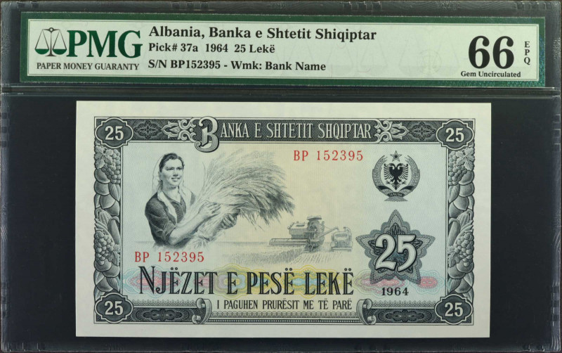 ALBANIA. Lot of (3). Banka E Shtetit Shqiptar. 3, 25 & 100 Lek, 1964. P-34a, 37a...