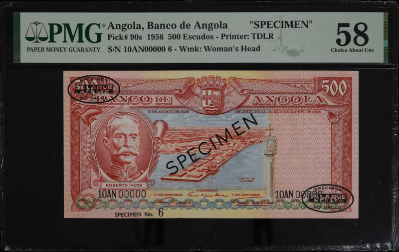 ANGOLA. Banco de Angola. 500 Escudos, 1956. P-90s. Specimen. PMG Choice About Un...