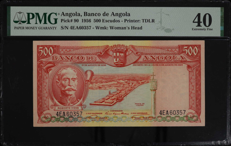 ANGOLA. Banco de Angola. 500 Escudos, 1956. P-90. PMG Extremely Fine 40.

Prin...