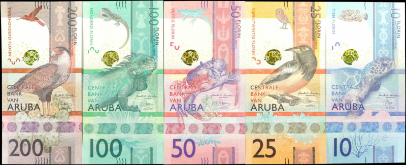 ARUBA. Lot of (5). Centrale Bank Van Aruba. 10, 25, 50, 100 & 200 Florin, 2019. ...